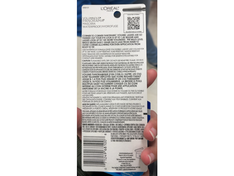 L’Oreal Paris Voluminous Panorama Waterproof Mascara, 703 Black Noir, 0.31 fl oz/9.4 mL