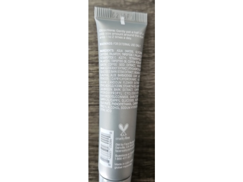 Face Reality Eye Gel Antioxidant Peptide, 0.4 fl oz/12 mL
