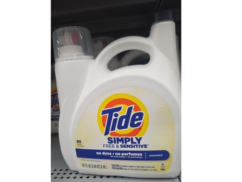 Tide Simply Liquid Laundry Detergent, Unscented, 85 Loads, 107 fl oz/3.16 L