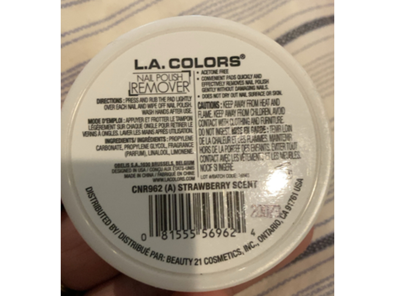 L.A. Colors Nail Polish Remover Pads, Strawberry, 32 Count