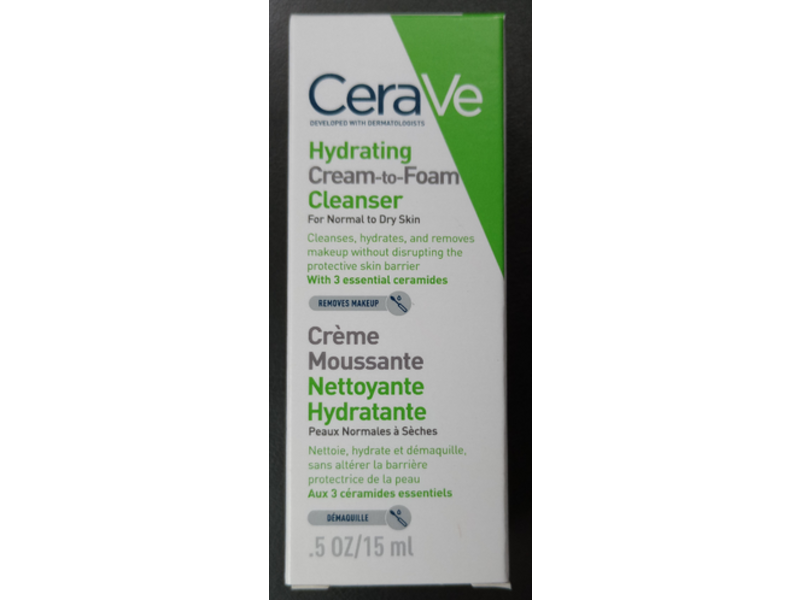 CeraVe Hydrating Cream To Foam Cleanser, 0.5 oz/15 mL