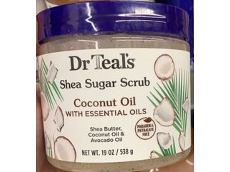 Dr. Teal's Shea Sugar Scrub, Coconut Oil, 19 oz/538 g