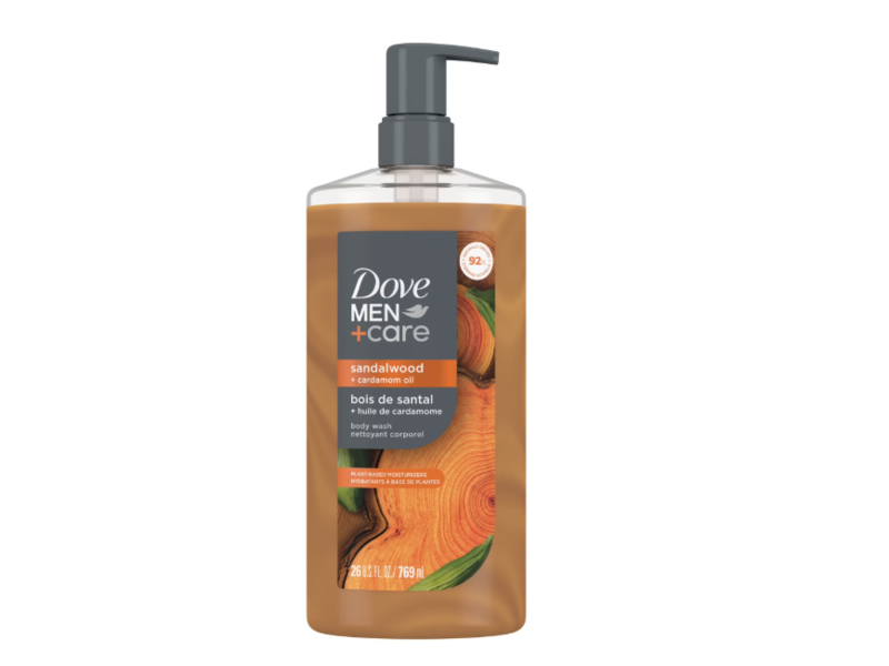 Dove Men+Care Body Wash, Sandalwood+Cardamom Oil, 26 fl oz/769 mL, Pack Of 2