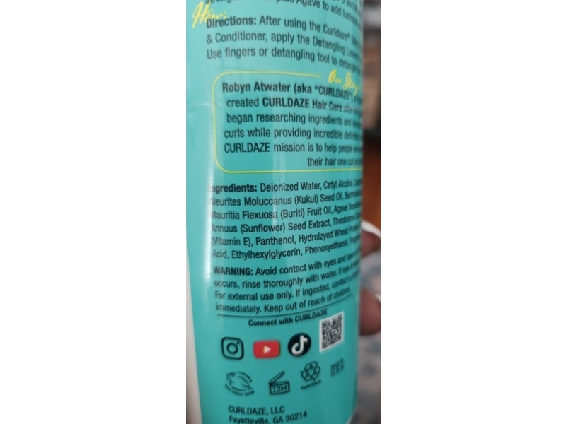 Curldaze Silky Hydration Detangling Leave-In Conditioner, 8 fl oz/237 mL