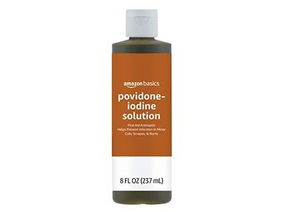 Amazon Basics First Aid Antiseptic Solution, Povidone Iodine, 8 fl oz/237 mL