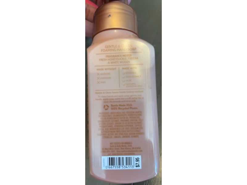 Bath & Body Works Gentle + Clean Foaming Hand Soap, Wild Honey Suckle, 8.75 fl oz/259 mL