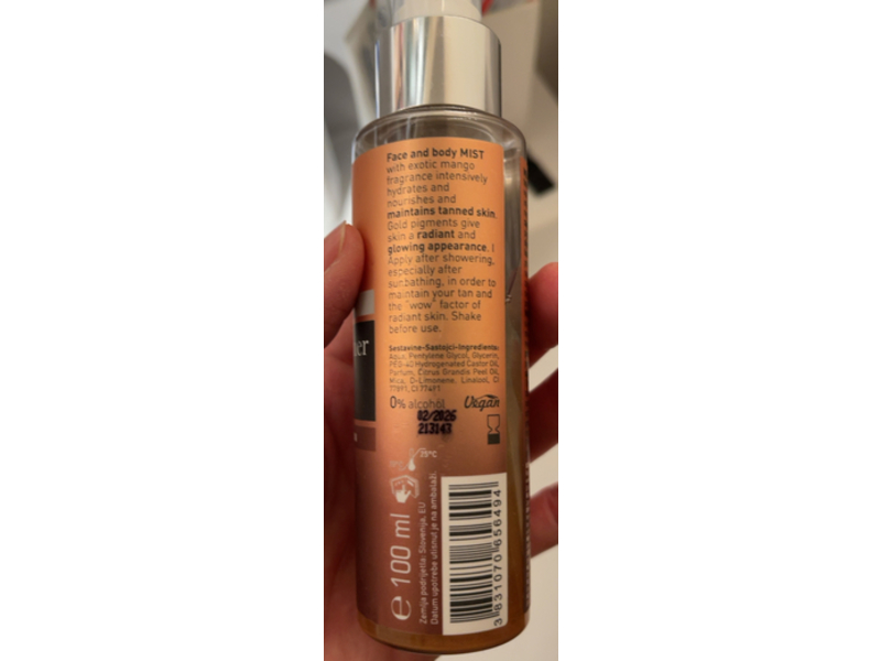 Afrodita Hello Summer Glow Face & Body Mist, Sunny Mango Scent, 100 mL