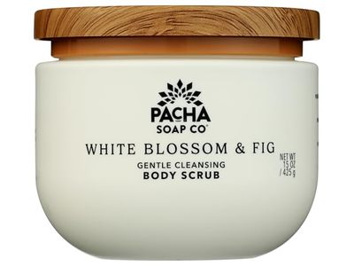 Pacha Soap Co Gentle Cleansing Body Scrub, White Blossom & Fig, 15 oz/425 g