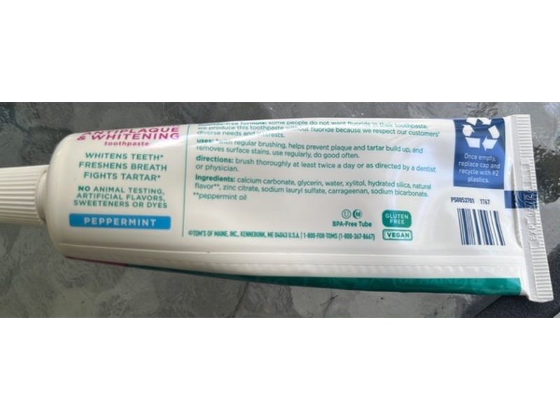 The Original Tom's Of Maine Antiplaque & Whitening Toothpaste, Peppermint, 4.5 oz/127 g