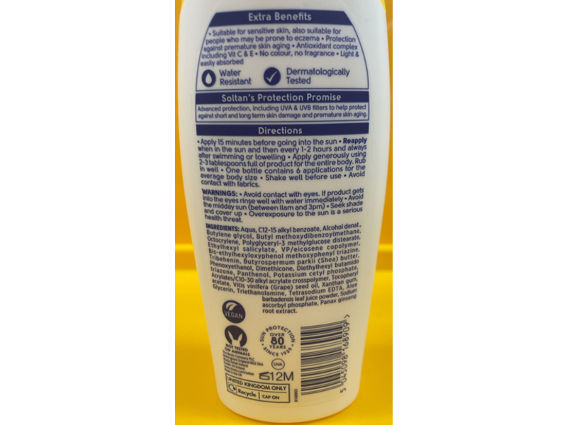 Boots Soltan Sensitive & Sun Allergy Protect Location, SPF 30, 6.7 fl oz/200 mL