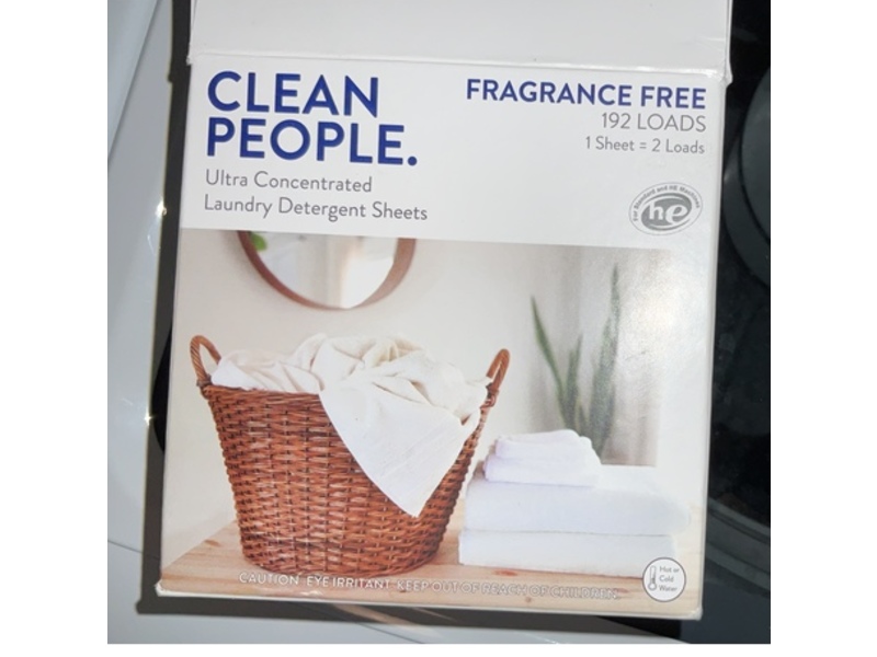 Clean People. Laundry Detergent Sheets, Fragrance Free, 96 Loads, 86 Count, Pack Of 2