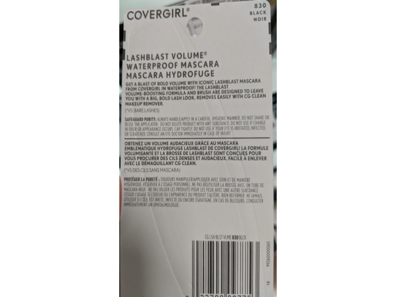CoverGirl Lash Blast Volume Waterproof Mascara, 830 Black, 0.44 fl oz/13.1 mL, Pack Of 2