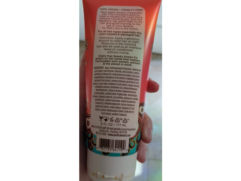 Pacifica Berry Dreamy Sleep Over Hydration Mask, 6 fl oz/177 mL