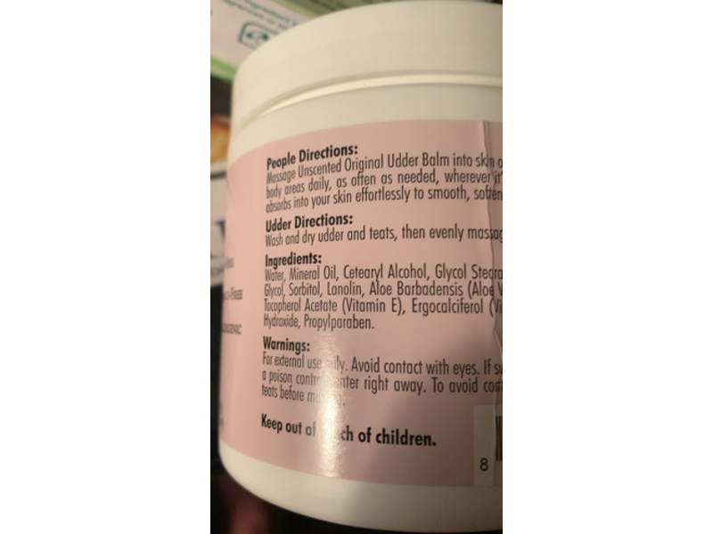 Original Udder Balm Moisturizing Cream, Unscented, 16 oz/454 g