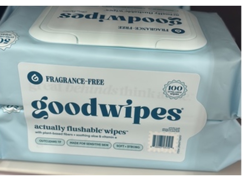 GoodWipes Actually Flushable Wipes, Fragrance Free, 100 Count