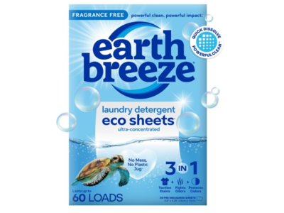 Earth Breeze Laundry Detergent Eco Sheets, 60 Loads 30 Count