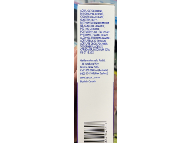 Benzac Daily Facial Moisturiser, Galderma, 118 mL