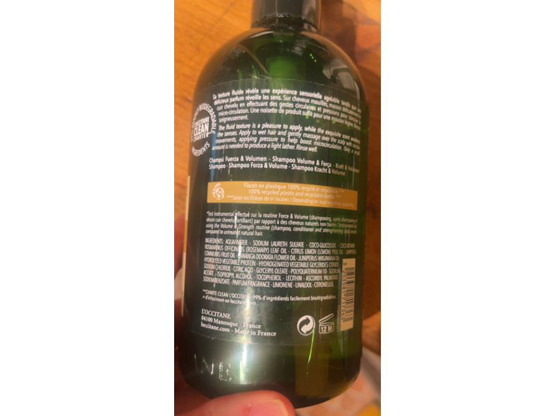 L'Occitane en Provence Force & Volume Volume & Strength Shampoo, 16.9 fl oz/500 mL