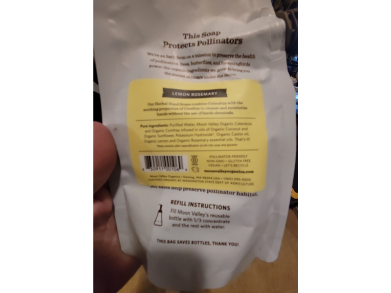 Moon Valley Foaming Herbal Hand Soap, Organic Calendula, Lemon Rosemary, 10.7 fl oz/316.4 mL