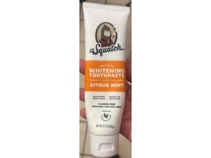 Dr. Squatch Whitening Toothpaste, Citrus Mint, 4.7 oz/133 g