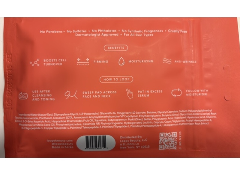 Loops Peptide Serum Pads, 1.18 fl oz/35 mL, 12 Count