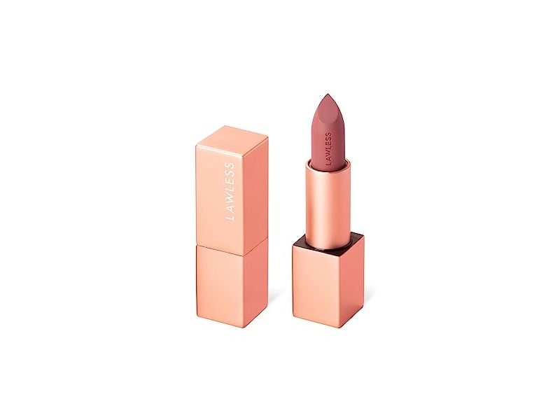 Lawless Forget The Filler Lip-Plumping Line-Smoothing Satin Cream Lipstick, Minx, 0.1 oz/3.7 g