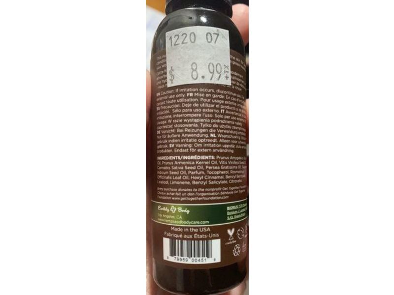 Earthly & Body Hemp Seed Massage & Body Oil, 2 fl oz / 60 mL