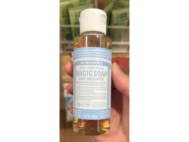 Dr. Bronner's Baby Magic Soap, Unscented, 3.4 fl oz/100 mL