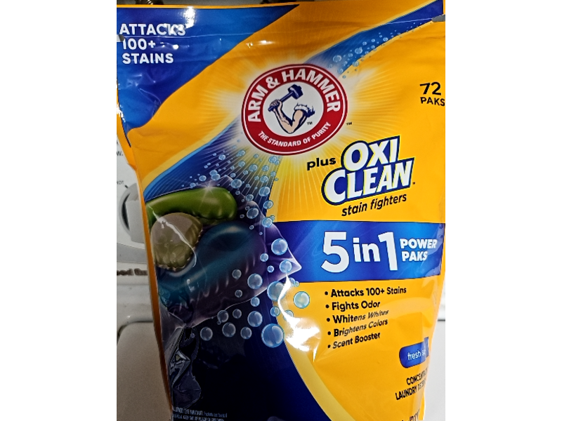 Arm & Hammer Plus OxiClean 5-in-1 Power Paks, Fresh Scent, 72 Count