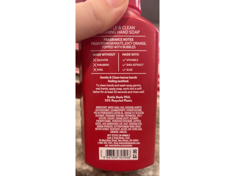 Bath & Body Works Gentle & Clean Foaming Hand Soap, Pomegranate Citrus Fizz, 8.75 fl oz/259 mL