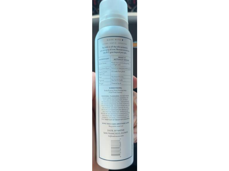 Native Deodorant & Body Spray, Sea Salt & Cedar, 3.5 oz/99 g