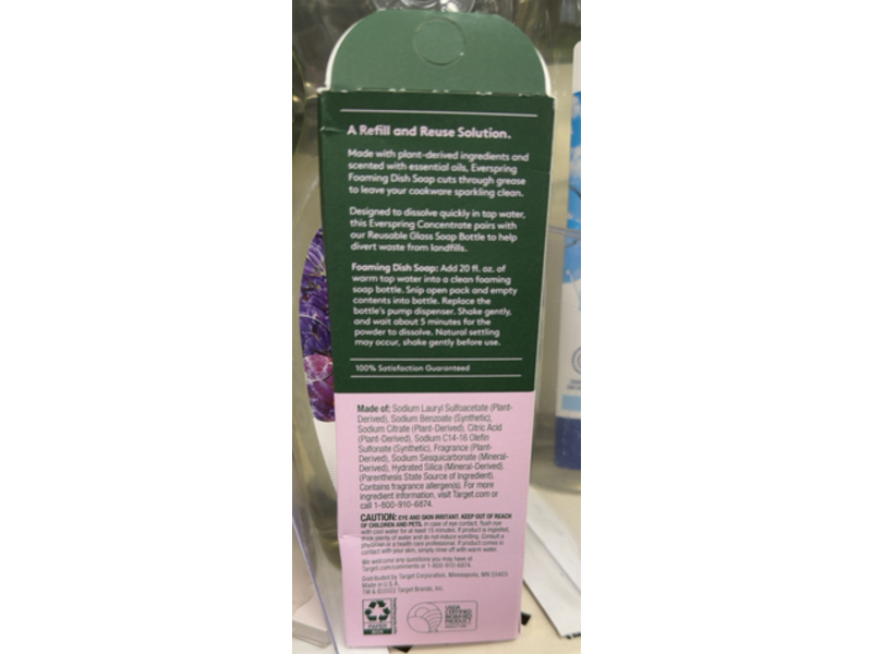 Everspring Ultra-Concentrated Foaming Dish Soap, Lavender & Bergamot, 0.42 fl oz/12 g