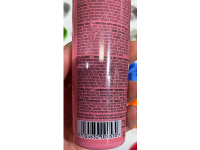 Crazy Color Semi Permanent Hair Color Cream, Coral Red, 3.38 fl oz/100 mL