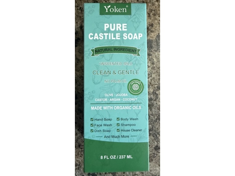 Yoken Pure Castile Soap, Unscented Mild, 8 fl oz/237 mL