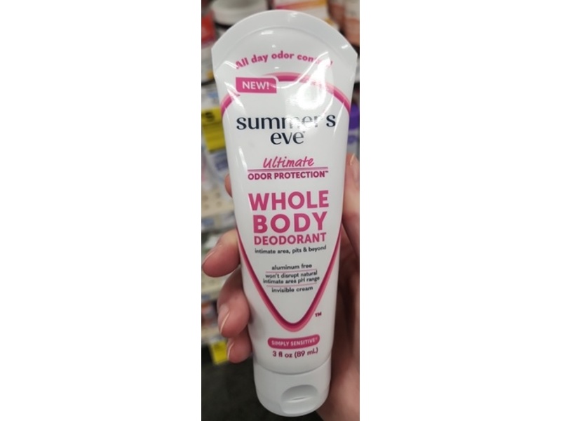 Summer's Eve Whole Body Deodorant Cream, 3 fl oz/89 mL