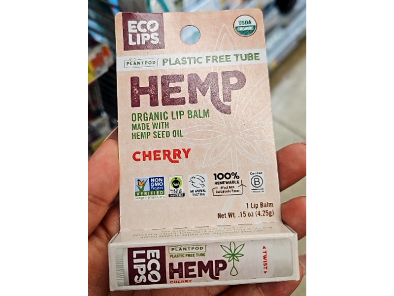 Eco Lips Organic Lip Balm, Cherry, 0.15 oz/4.25 g