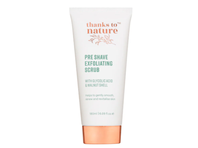 Thanks To Nature Pre Shave Exfoliating Scrub, Glycolic Acid & Walnut Shell, 6.09 fl oz/180 mL