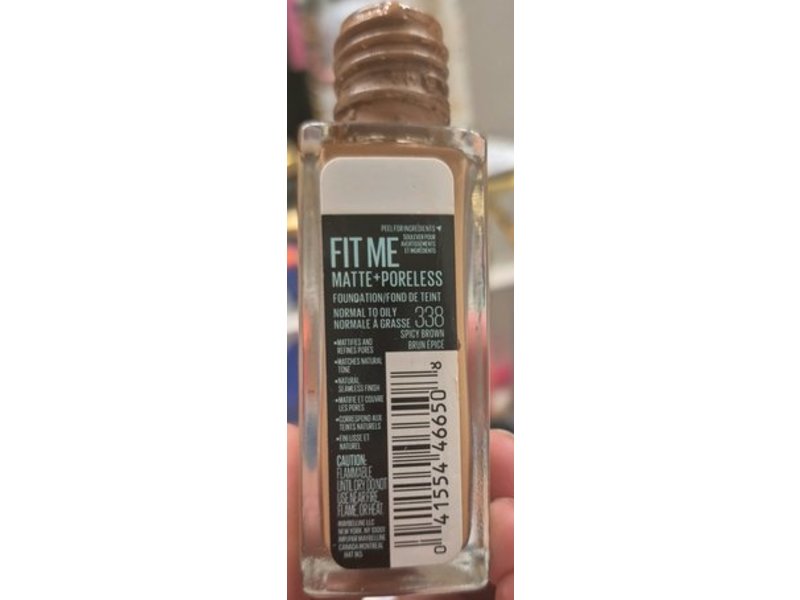 Maybelline New York Fit Me Matte + Poreless Foundation, 338 Spicy Brown, 1 fl oz/30 mL