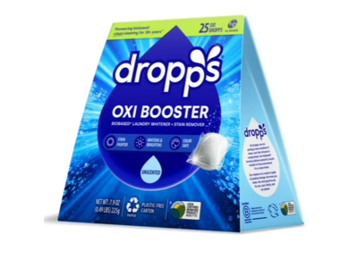 Dropps OXI Booster Laundry Whitener + Stain Remover, Unscented, 7.9 oz/225 g, 25 Count