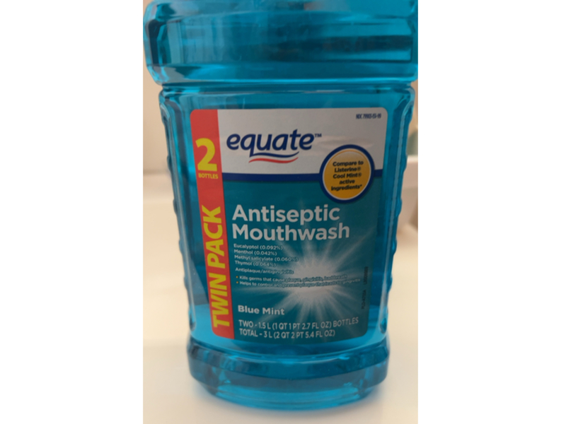 Equate Antiseptic Mouthwash, Blue Mint, 50.7 fl oz/1.5 L, Pack Of 2