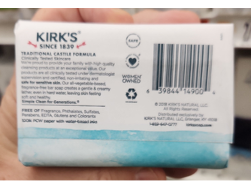 Kirk's Gentle Castile Soap, 4.0 oz/113 g