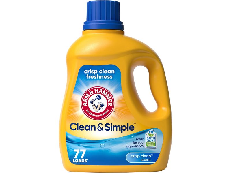 Arm & Hammer Clean & Simple Liquid Laundry Detergent, Crisp Clean, 77 Loads,100.5 fl oz
