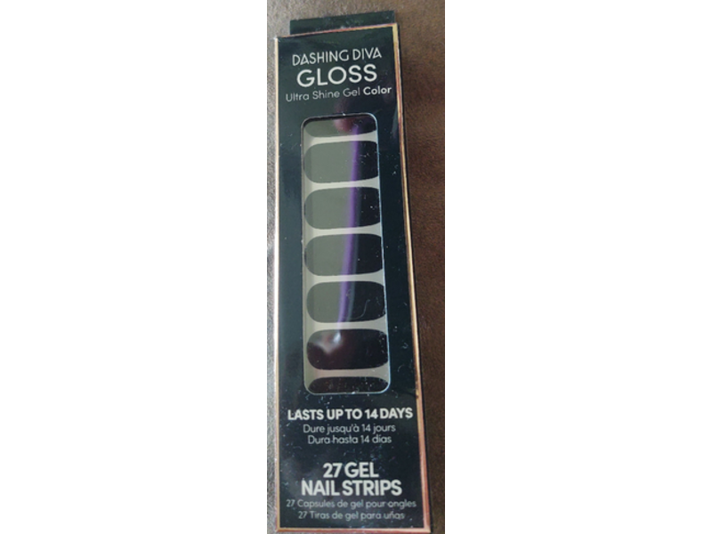 Dashing Diva Gloss Ultra Shine Gel Color Nail Strips, Midnight Blue, 27 Count