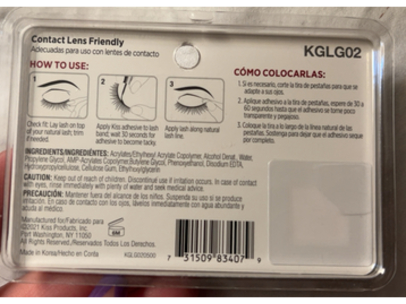 Kiss 3D Adhesive Strip Lash, KGLG02 Clear, 0.17 oz/5 g