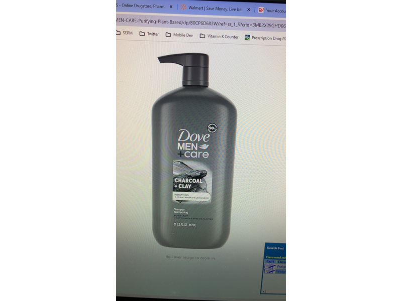 Dove Men + Care Purifying Shampoo, Charcoal + Clay, 31 fl oz/917 mL