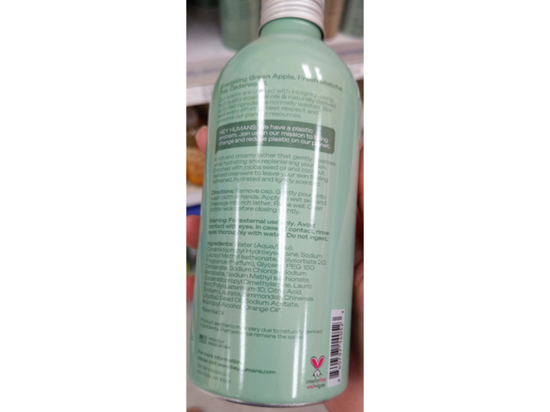 Hey Humans Naturally Derived Body Wash, Apple Matcha, 14 fl oz / 414 mL