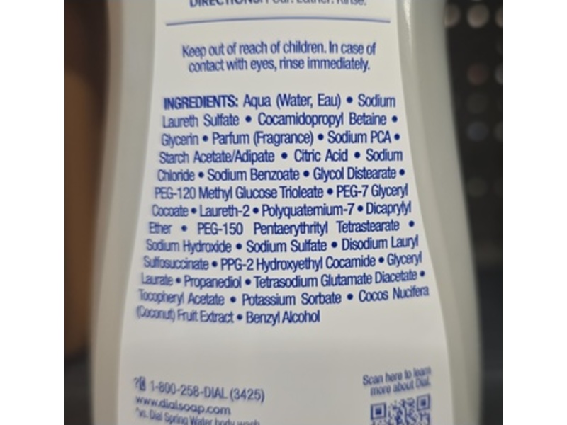 Dial Healthy Hydration Body Wash, Coconut Milk, 16 fl oz/473 mL, Pack Of 4