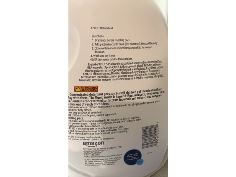 Amazon Basics Laundry Detergent Pacs, Lavender, 74 oz/2.1 kg, 120 Count