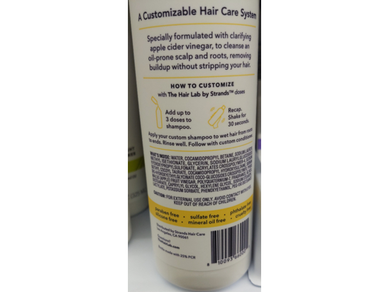 The Hair Lab By Strands Clarifying Shampoo, Apple Cider Vinegar, 11 fl oz/325 mL