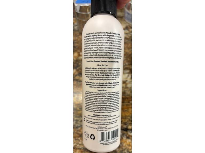 Kitsch Priming Heat Protectant & Styling Spray, Argan Oil, 6.8 fl oz/201 mL